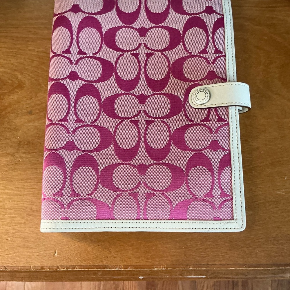 Coach Pink Signature Canvas Snap Portfolio/Organizer with White Trim